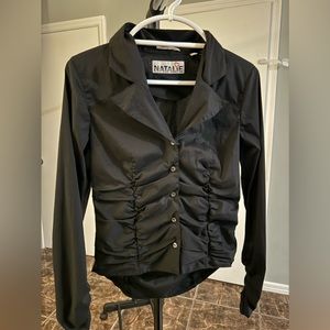 Natalie Abecassis Black Ruched Buttondown shirt XS